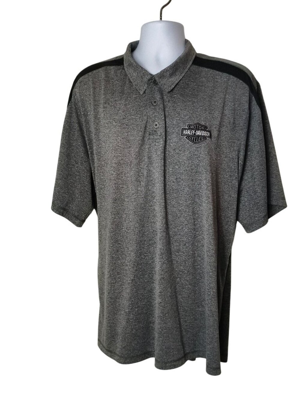 Harley-Davidson Mens 2XL Polo Gray Black Motorcycle Barnett El Paso Moto Preppy